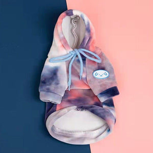 Tie Dye Hooded Fleece Pet Jacket - 1: FancyPetTags.com